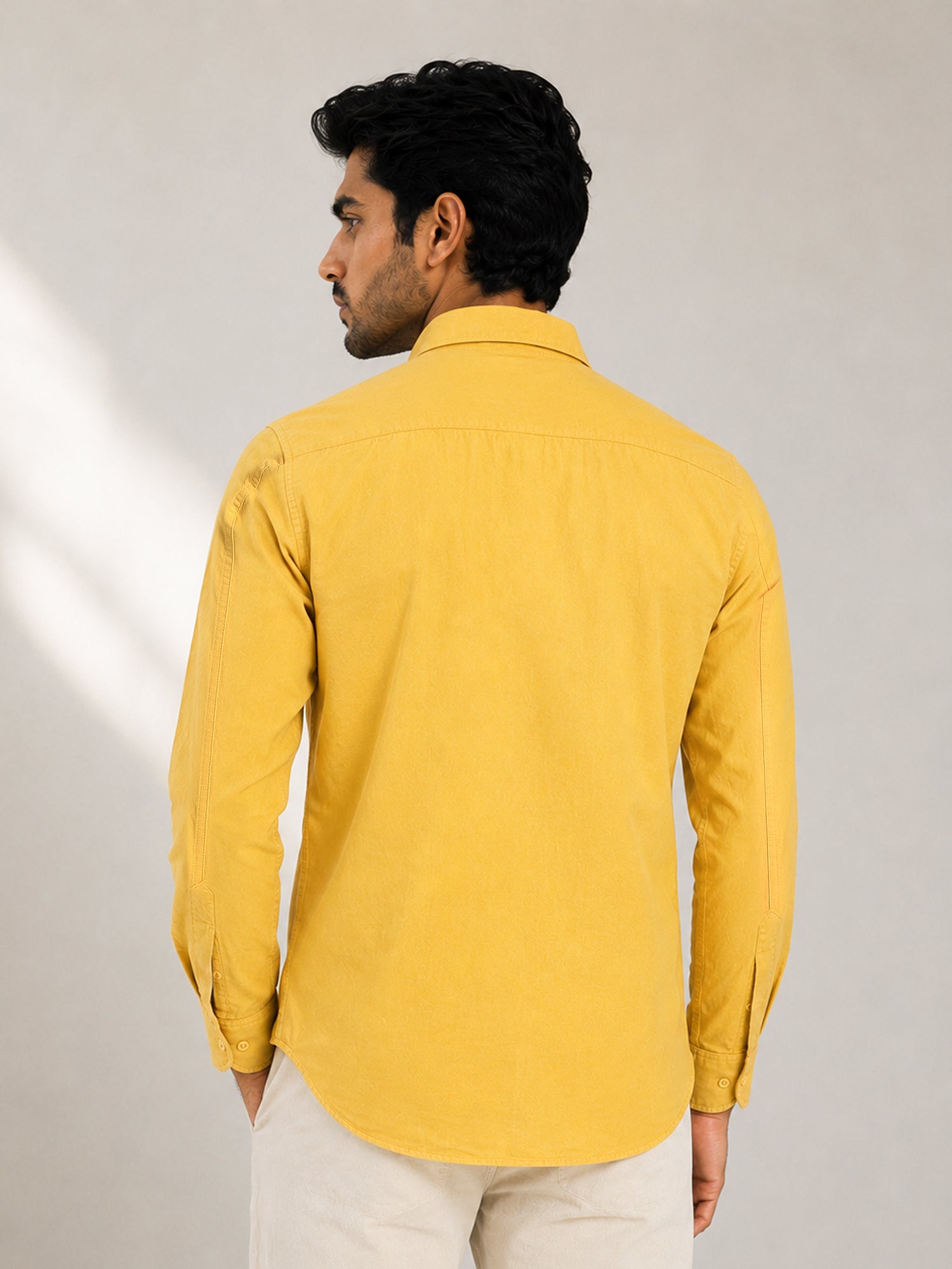 Men Yellow Solid Shirt