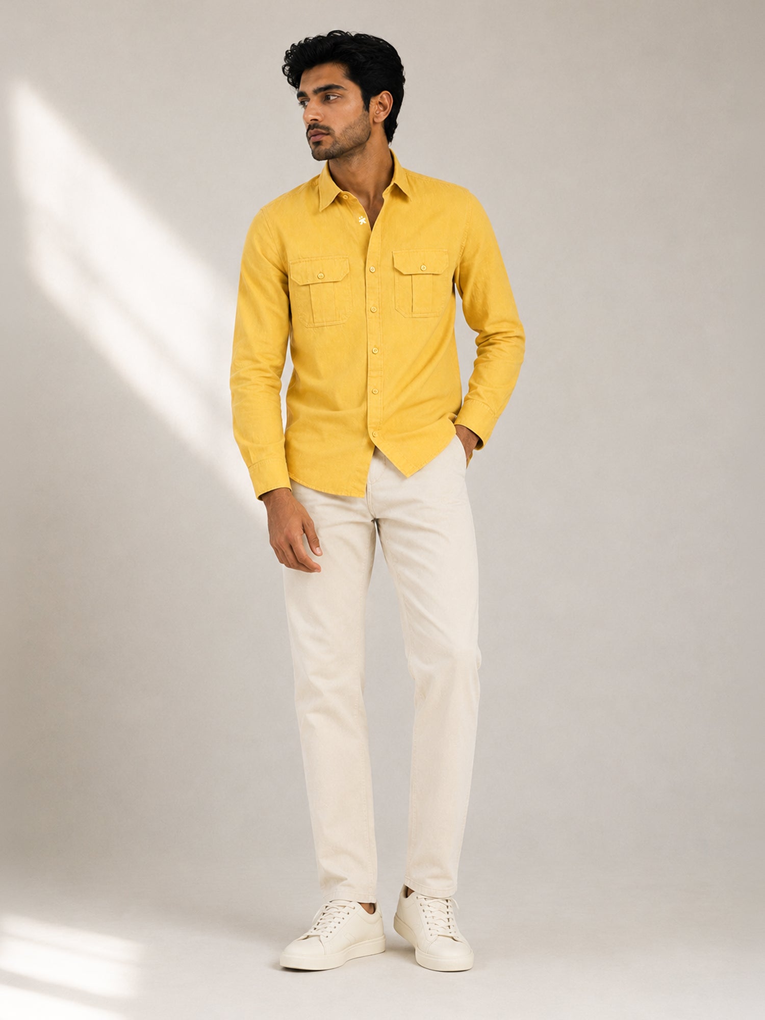 Men Yellow Solid Shirt