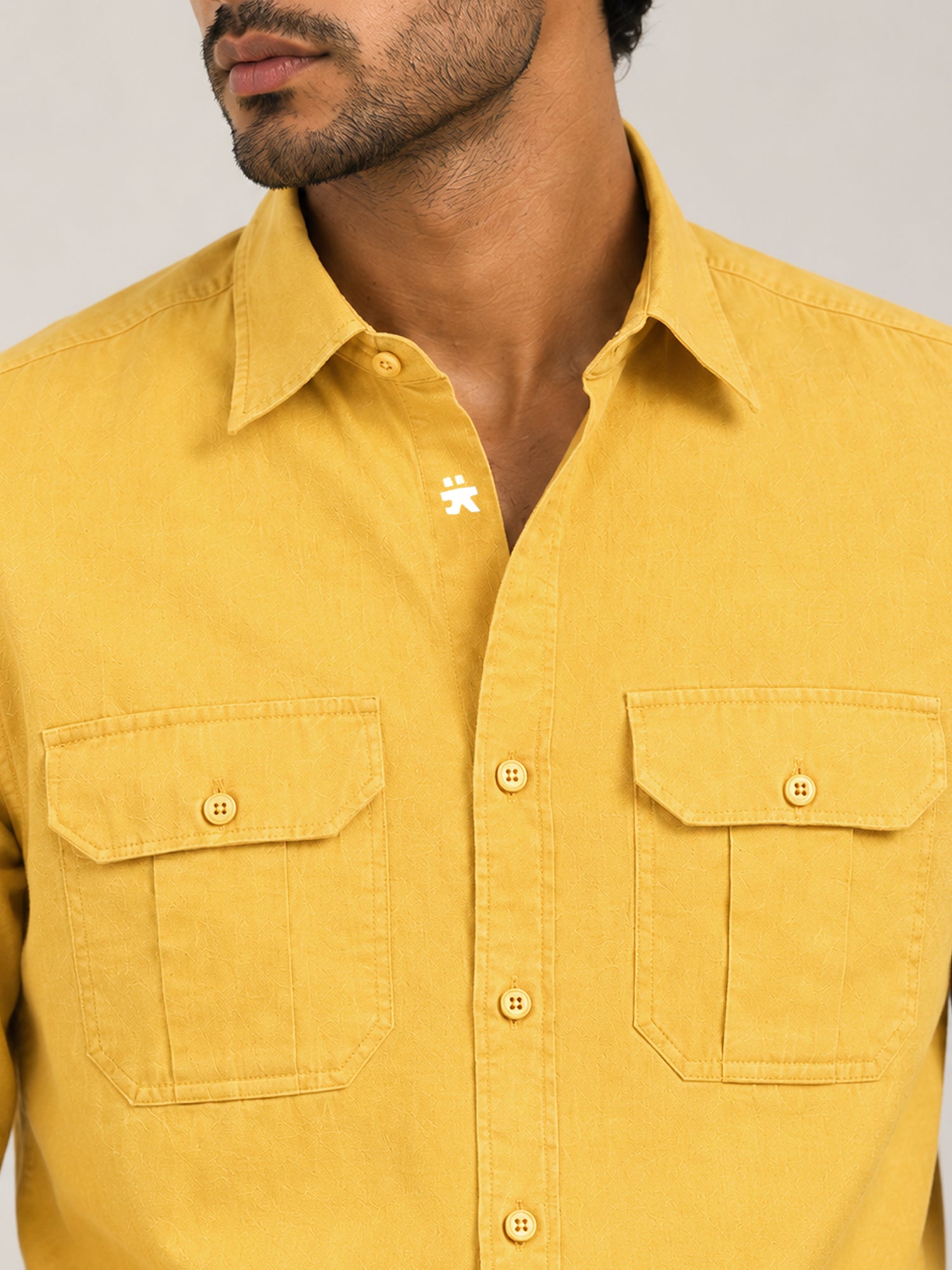 Men Yellow Solid Shirt
