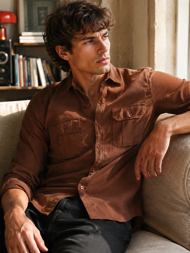 Men Brown Solid Shirt
