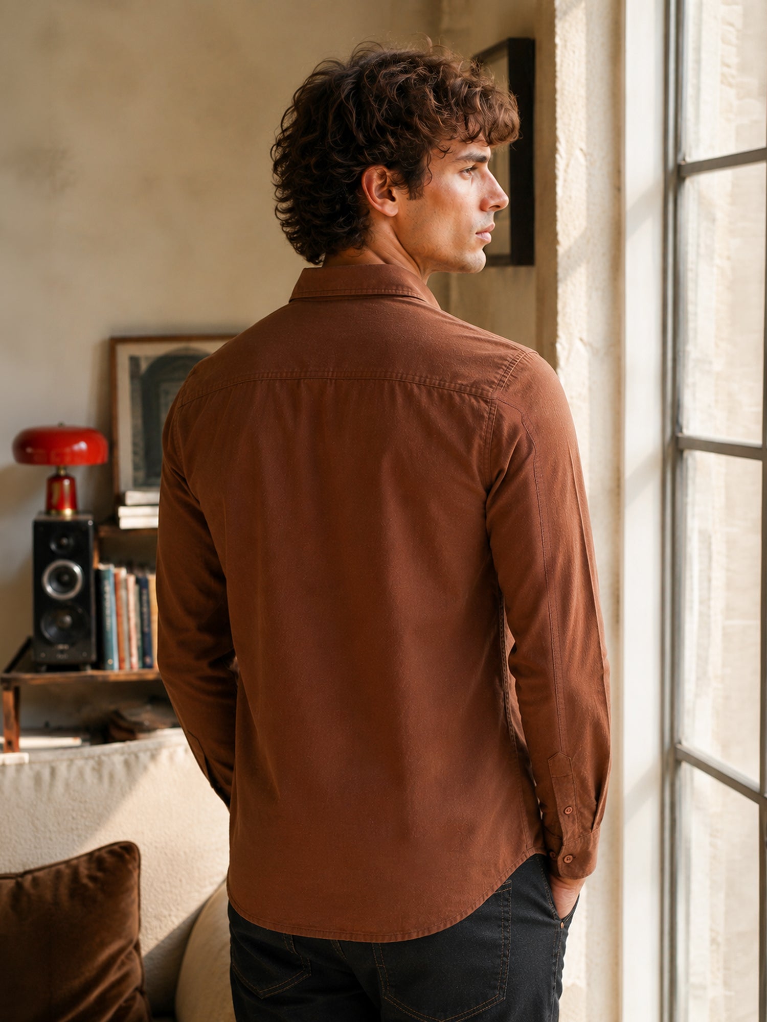 Men Brown Solid Shirt