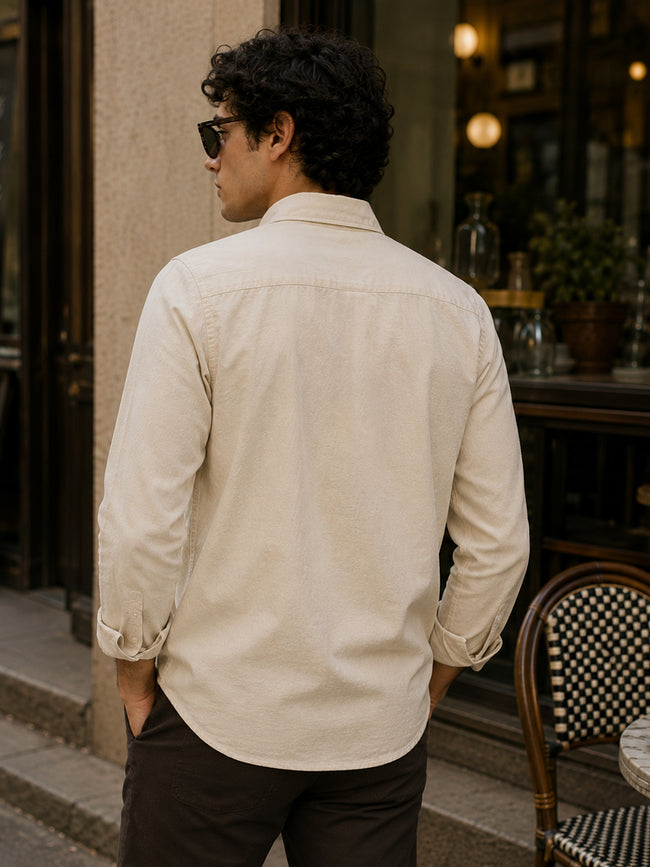 Men Beige Solid Shirt
