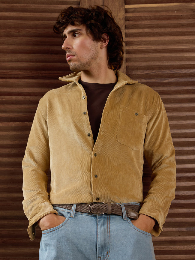 Men Beige Textured Shirt