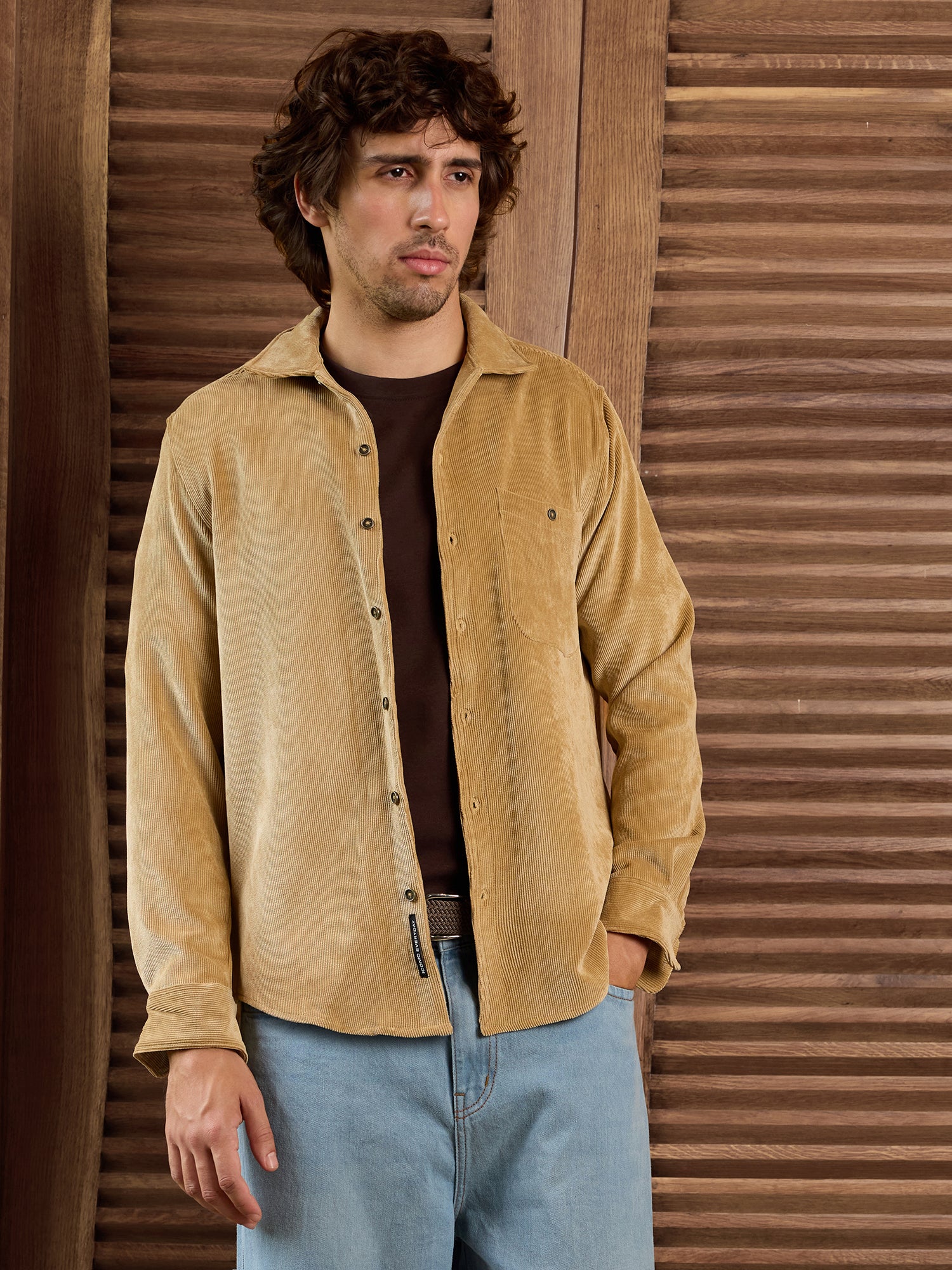 Men Beige Textured Shirt
