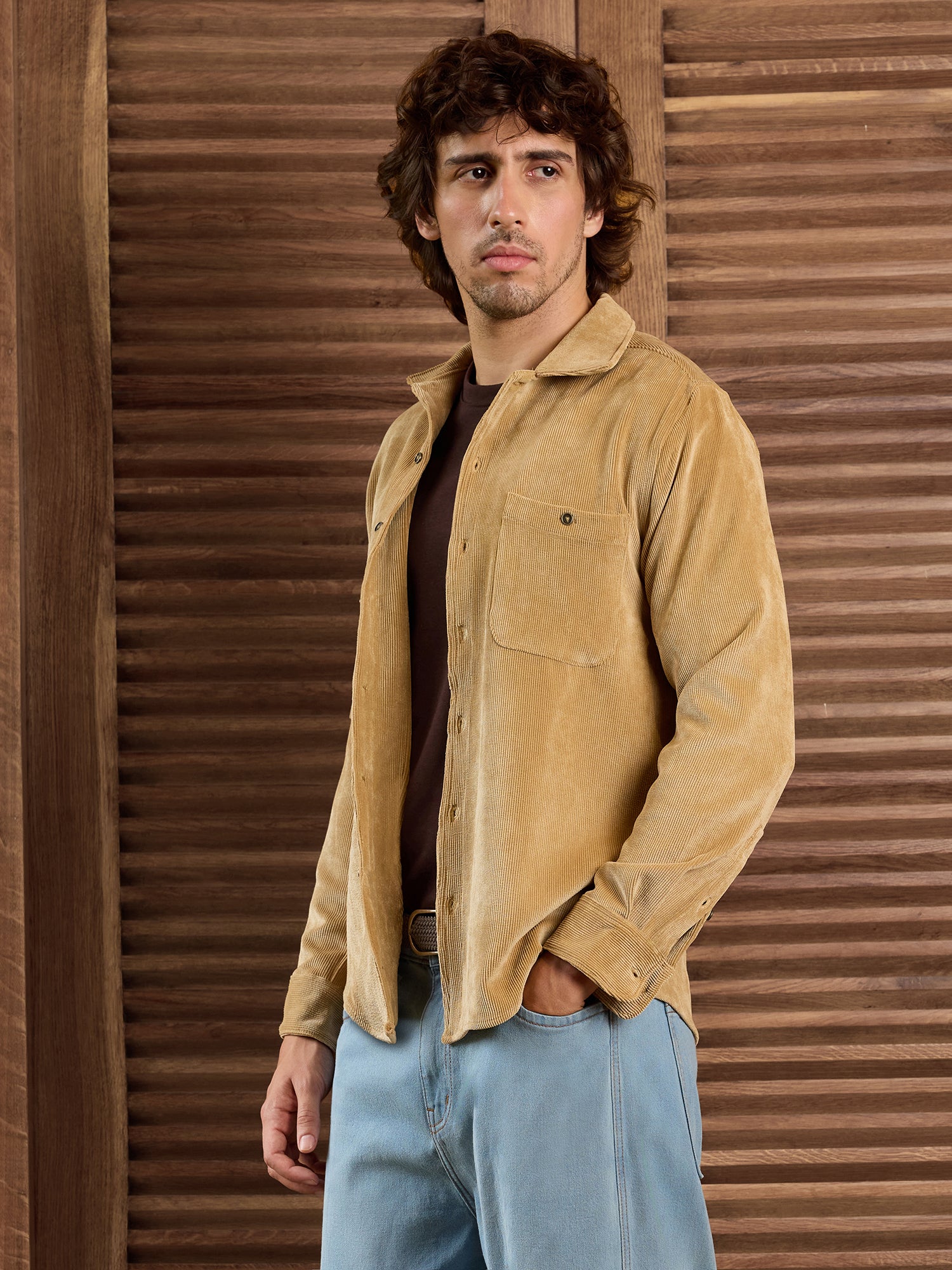 Men Beige Textured Shirt