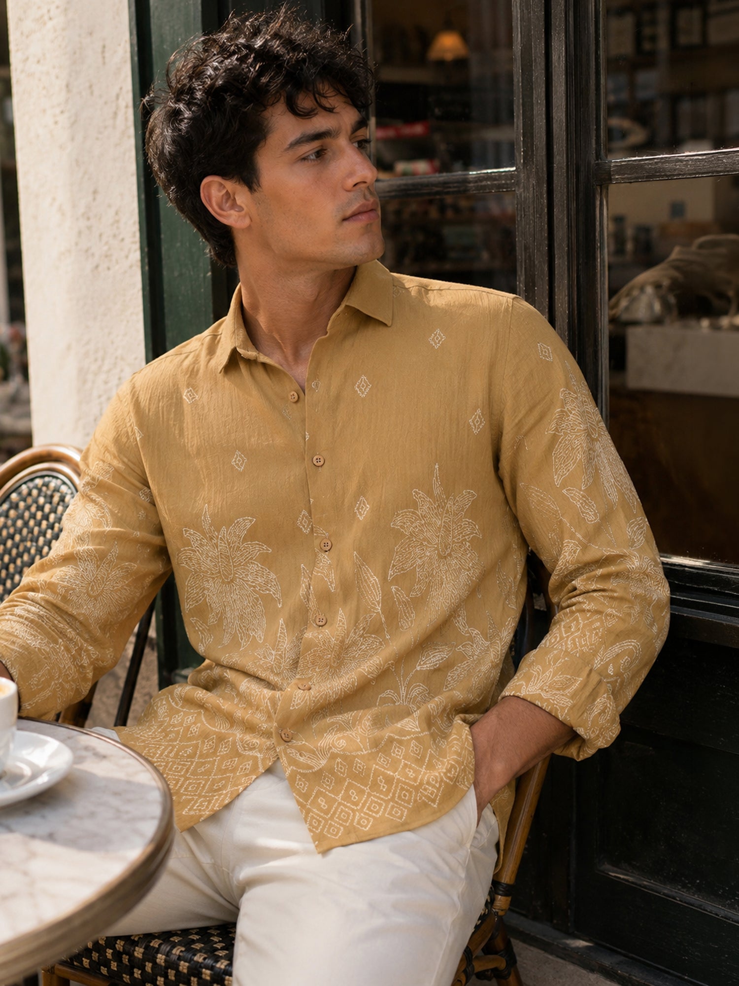 Men Brown Floral Shirt
