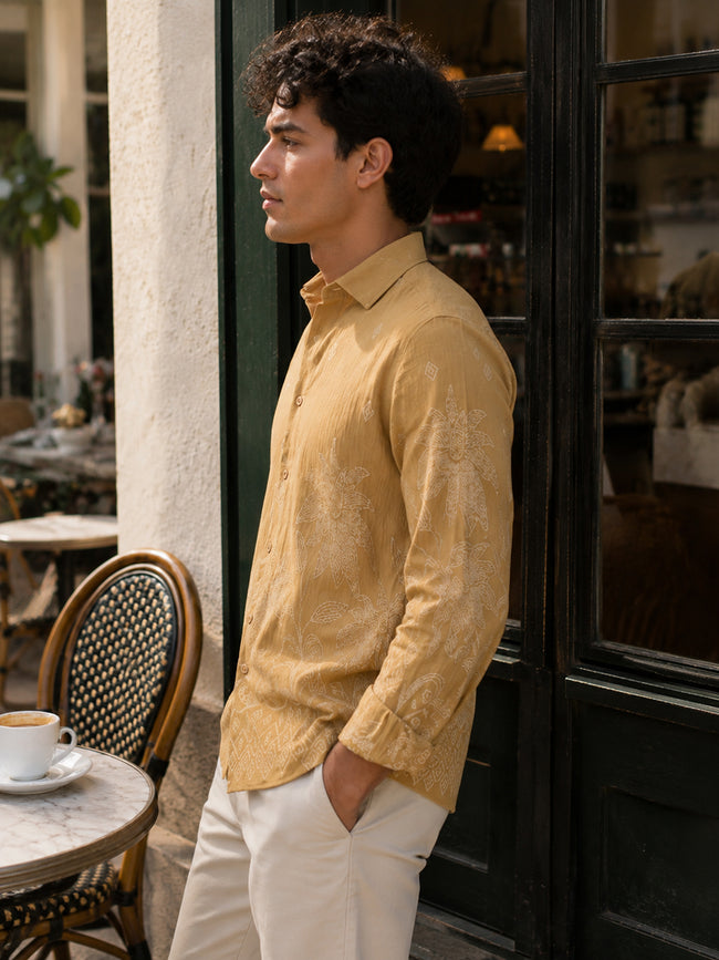 Men Brown Floral Shirt