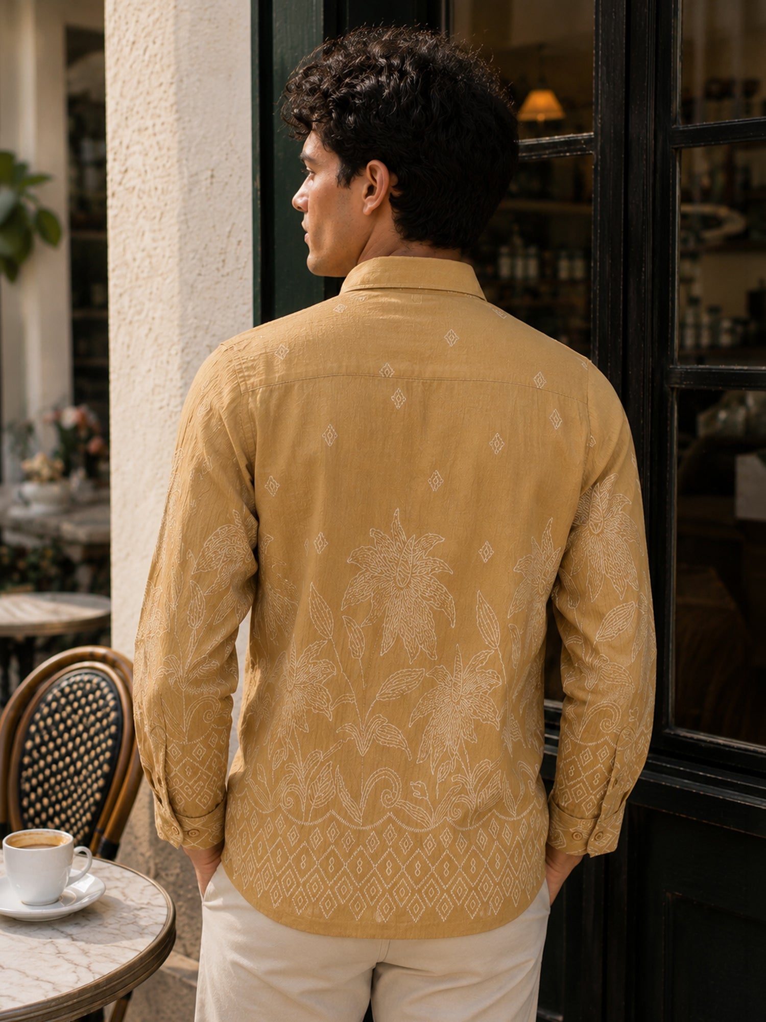Men Brown Floral Shirt