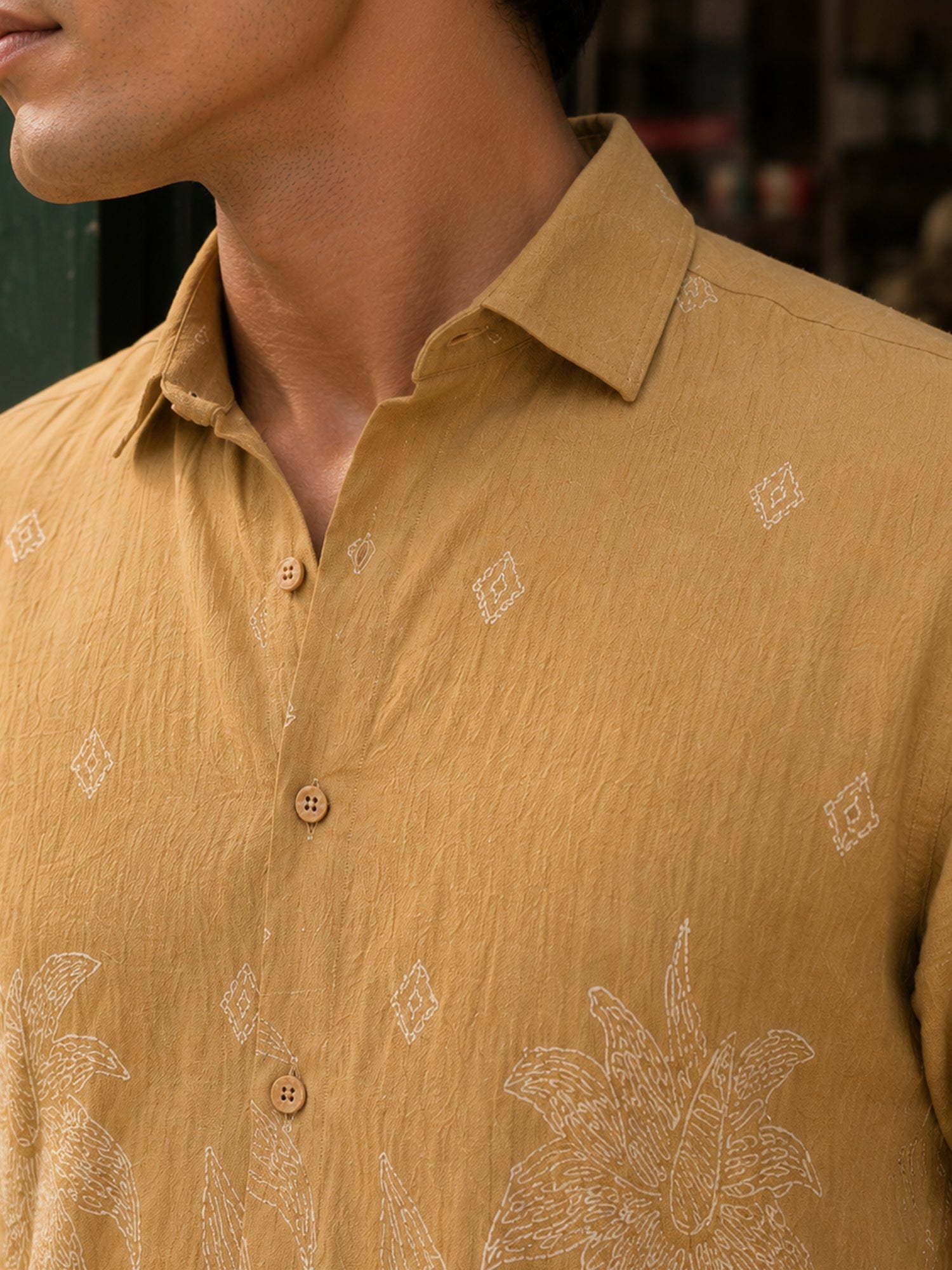 Men Brown Floral Shirt