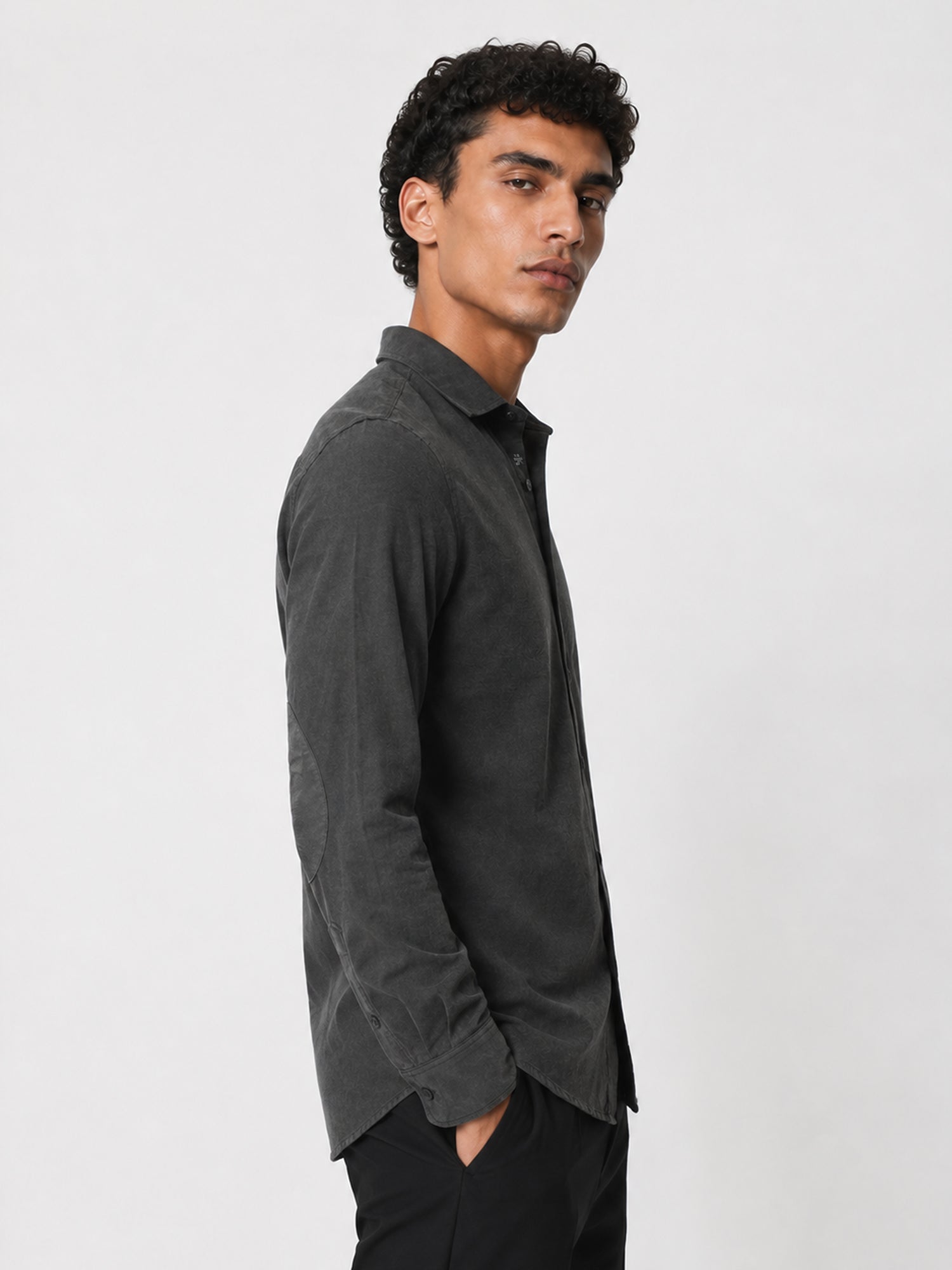Men Charcoal Solid Shirt