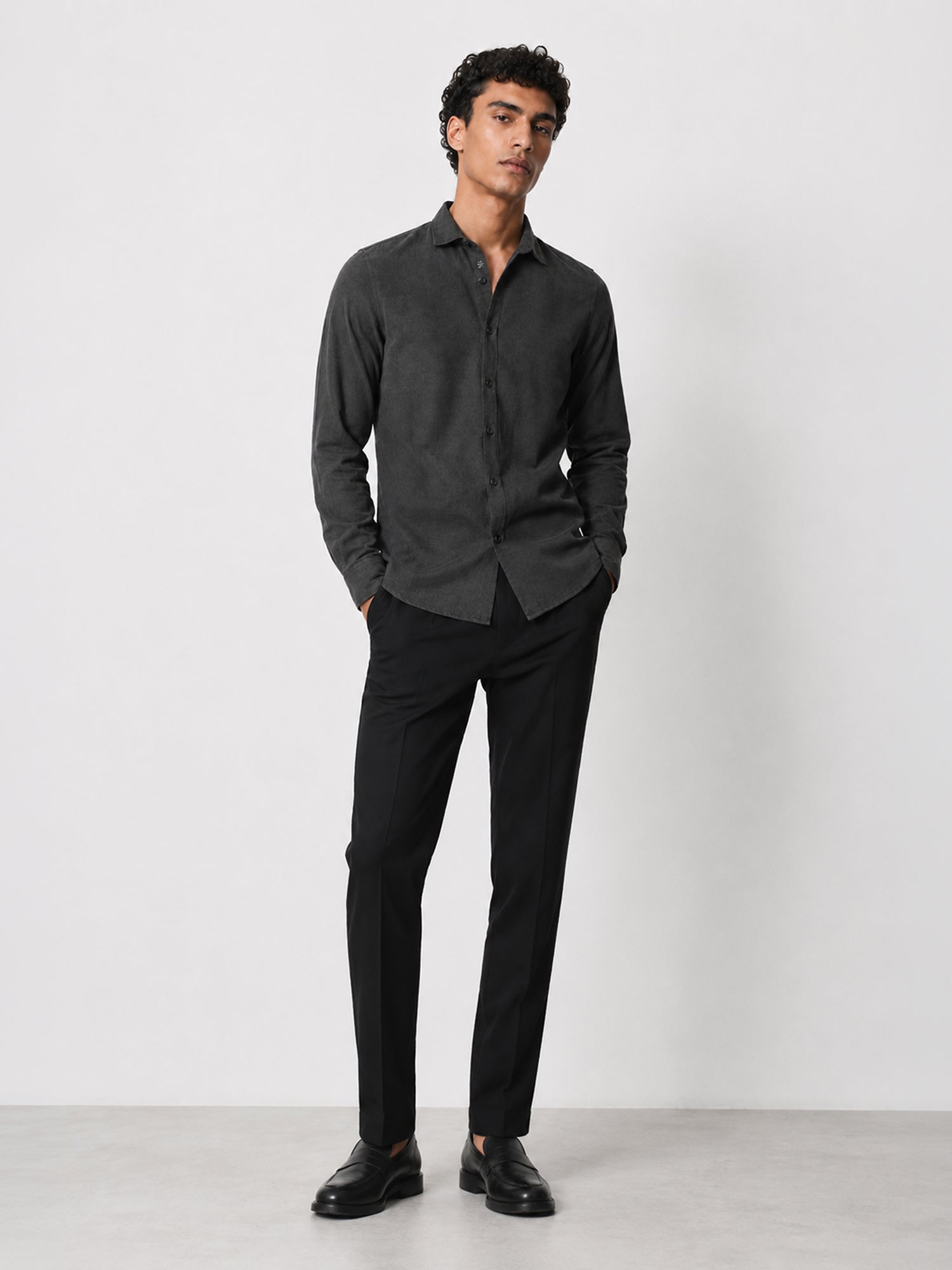 Men Charcoal Solid Shirt