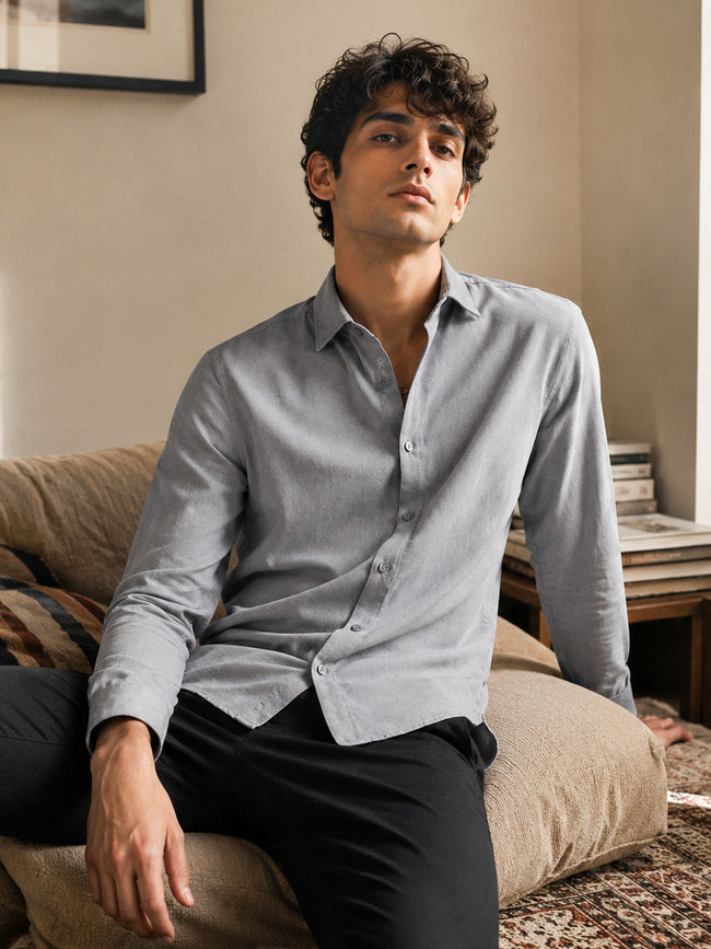 Men Grey Solid Shirt