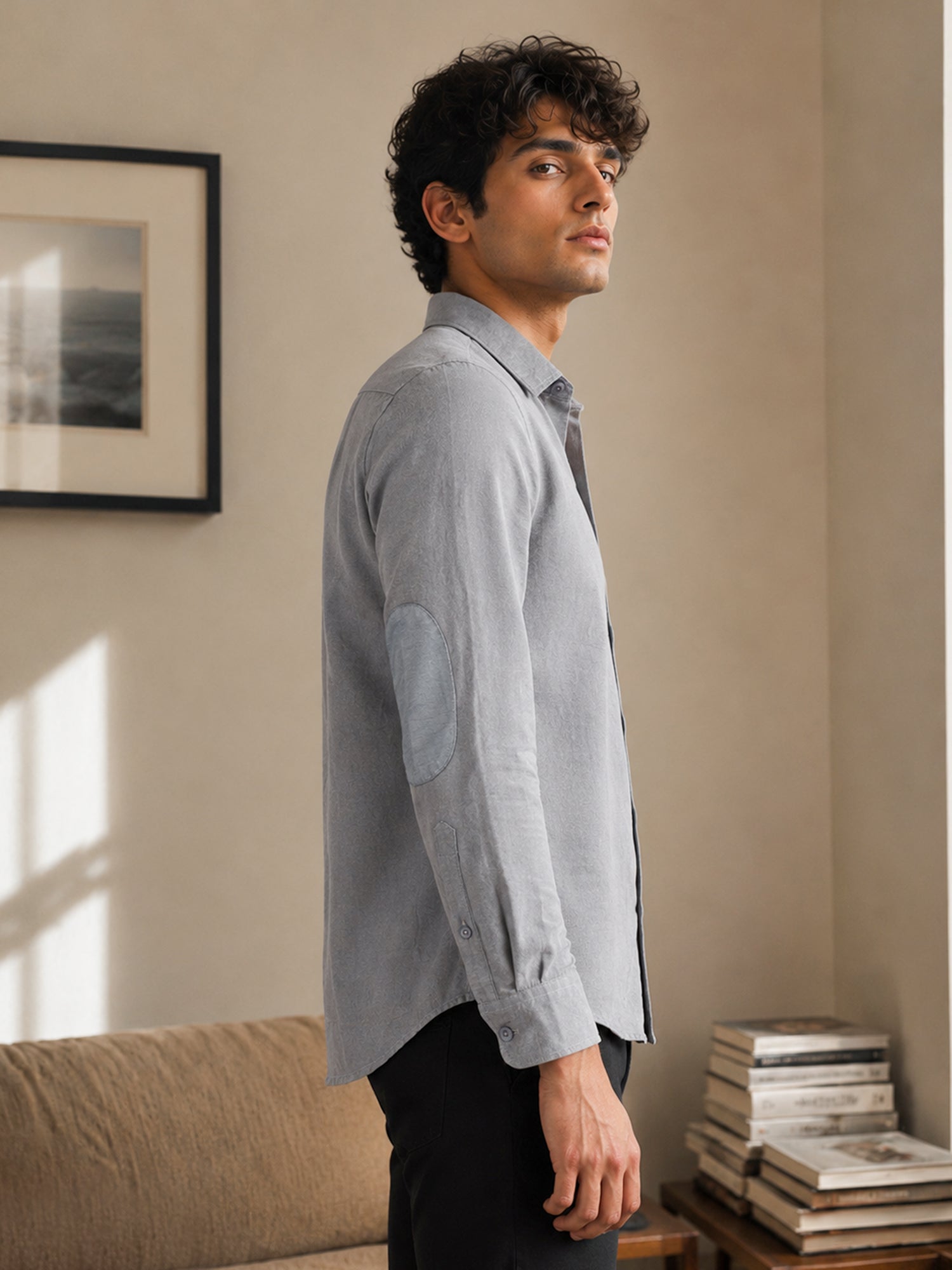 Men Grey Solid Shirt