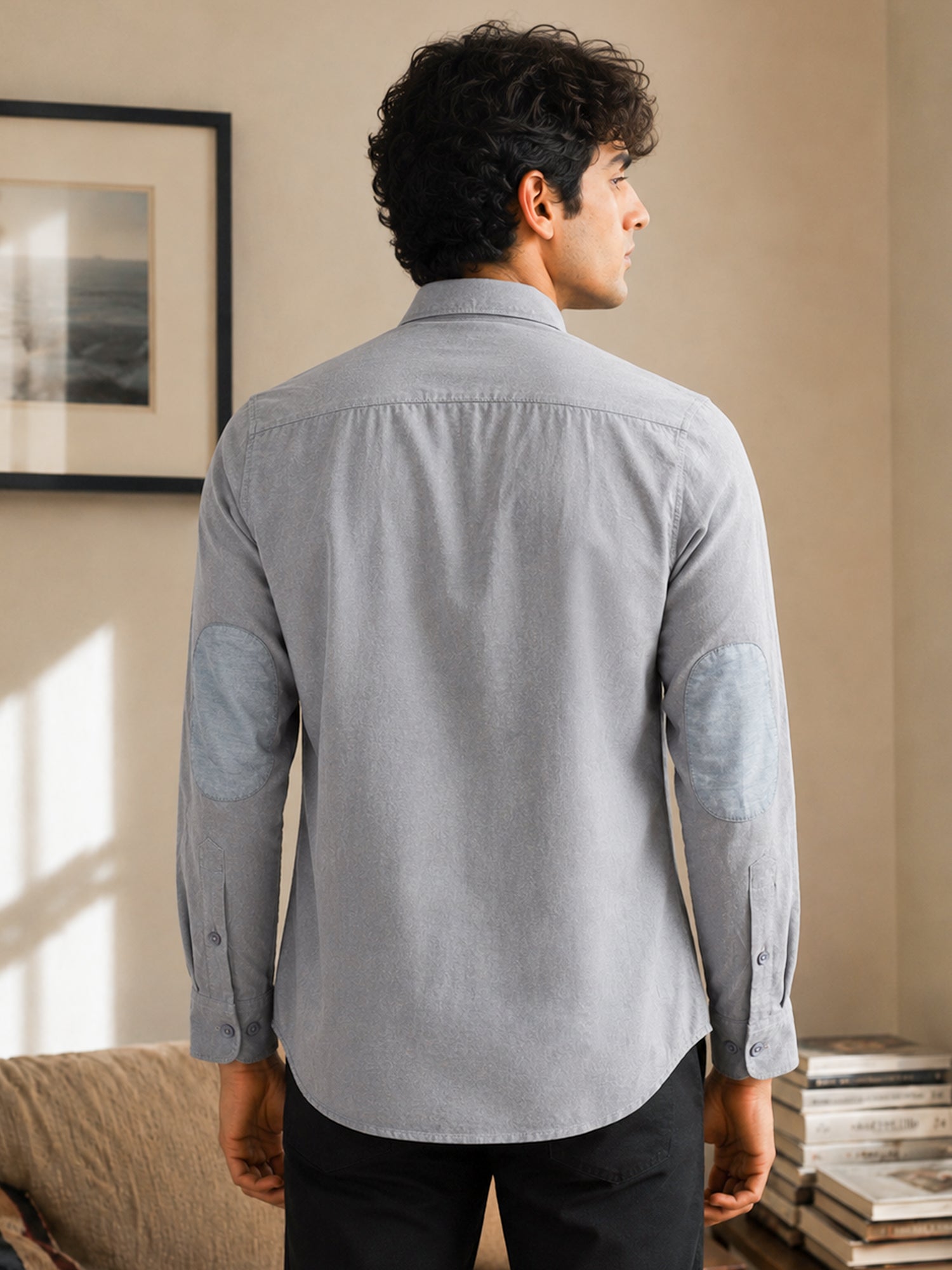 Men Grey Solid Shirt