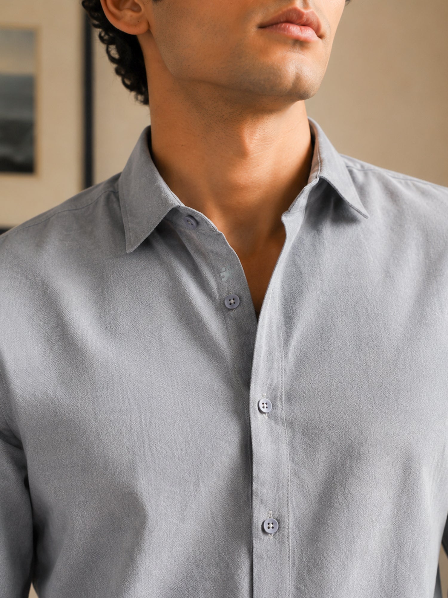 Men Grey Solid Shirt