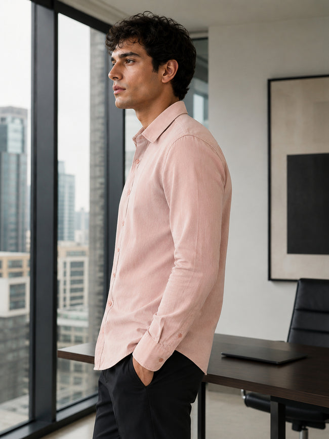Men Pink Solid Formal Shirt