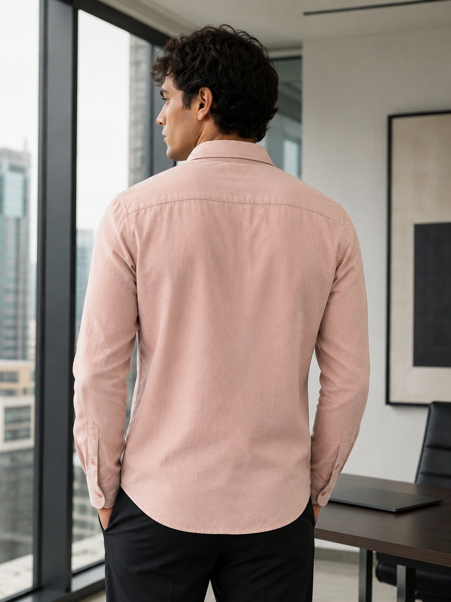 Men Pink Solid Formal Shirt