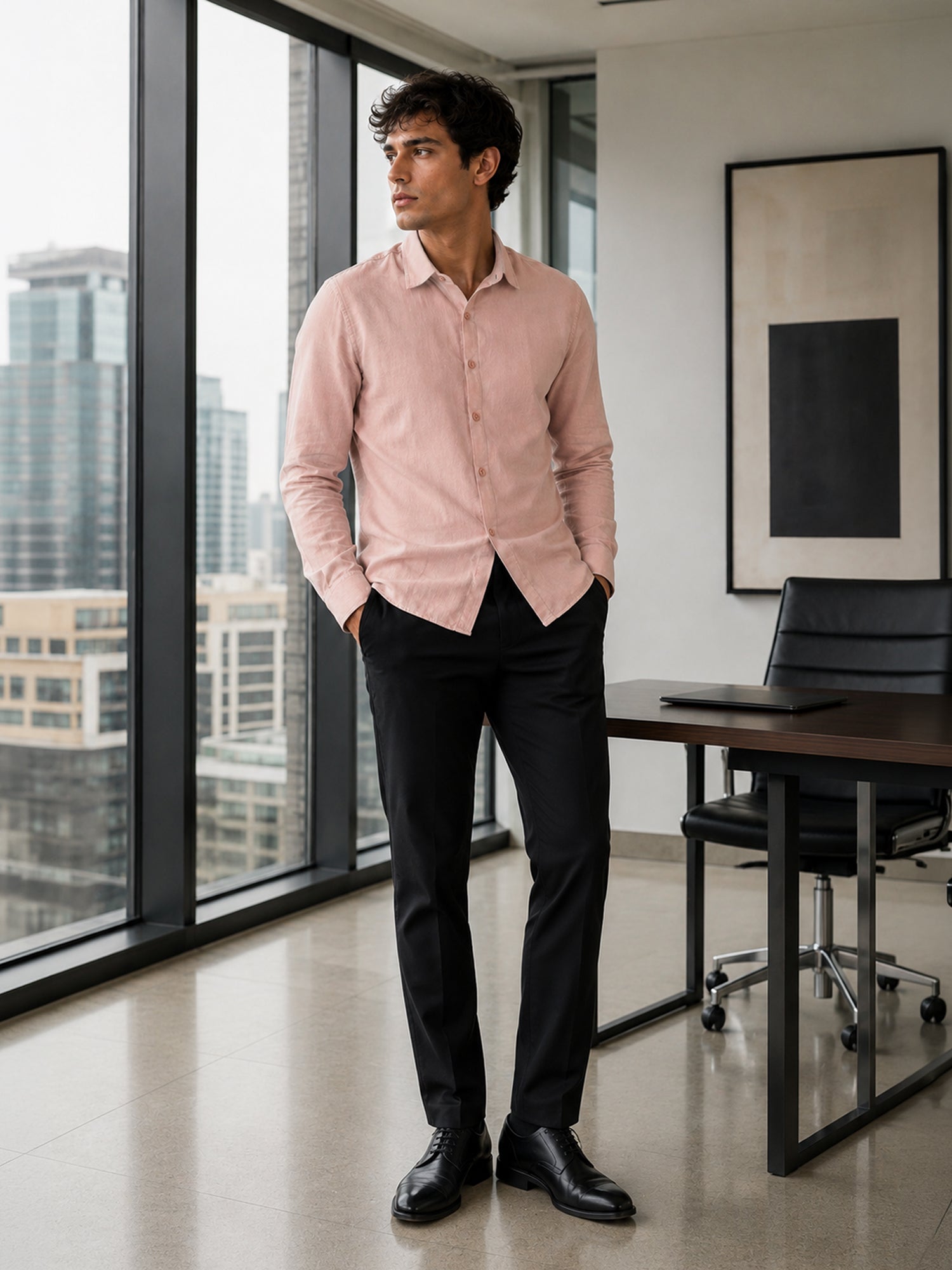 Men Pink Solid Formal Shirt