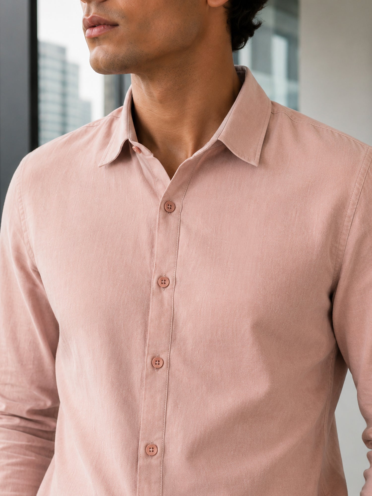 Men Pink Solid Formal Shirt