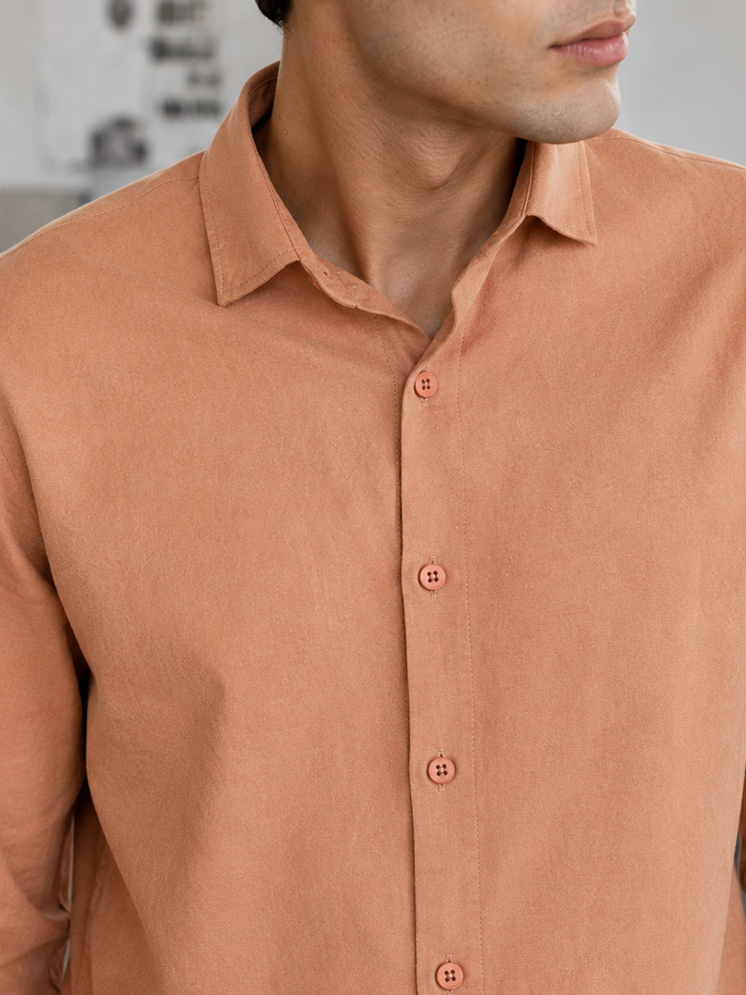 Men Peach Solid Party Shirt