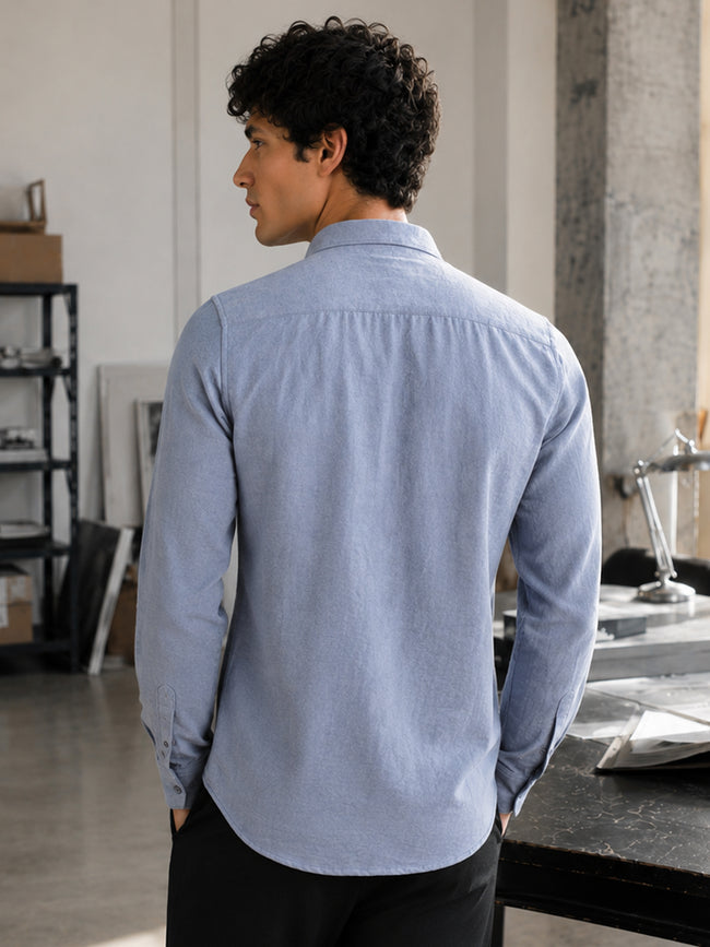 Men Blue Self Design Shirt