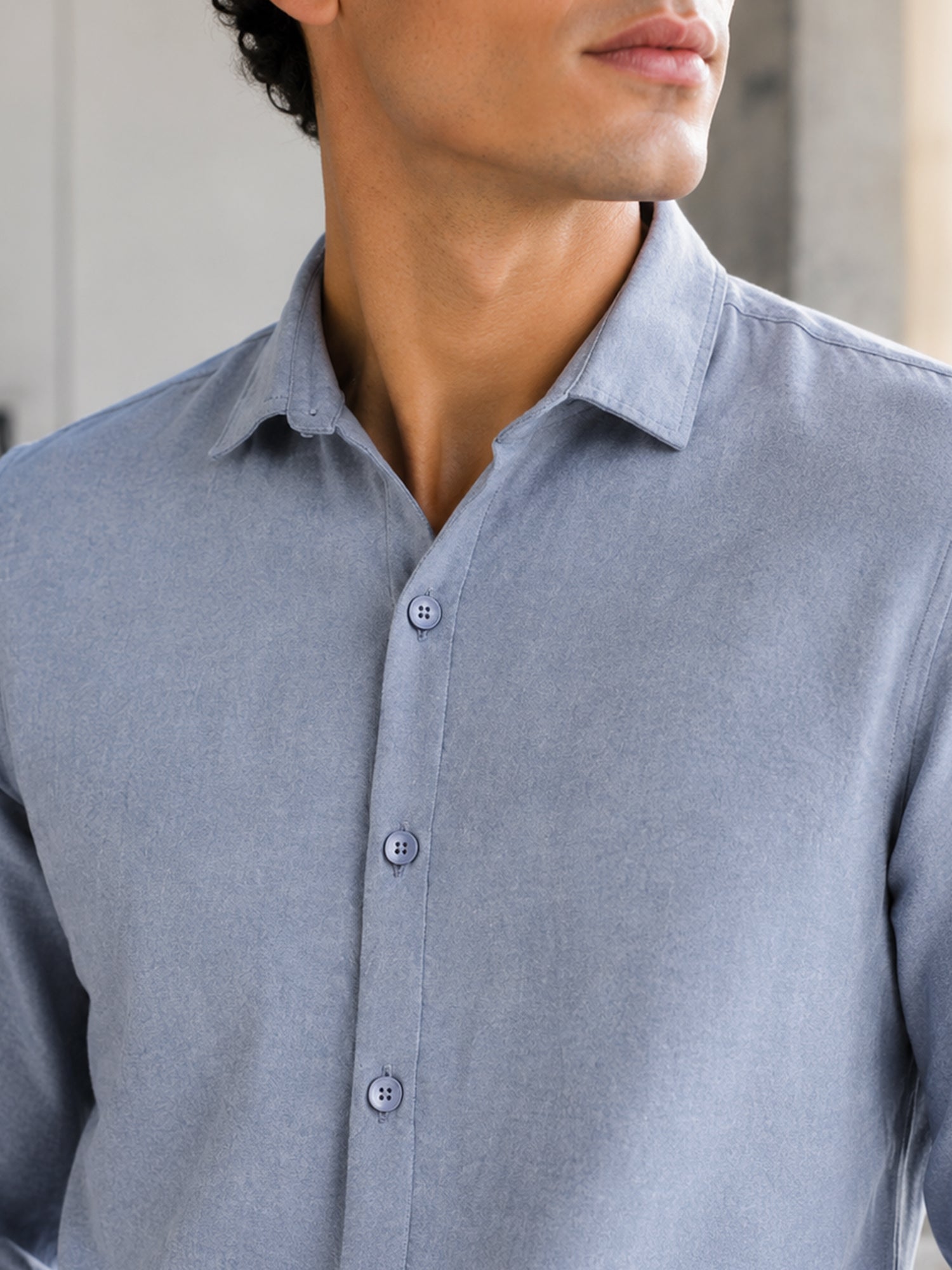 Men Blue Self Design Shirt