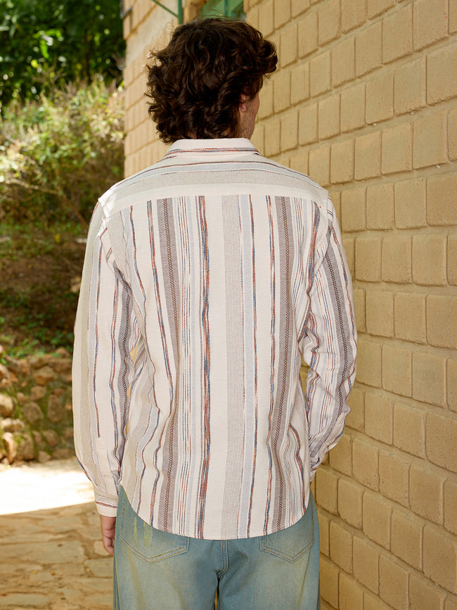 Men Off White Striped Shirt
