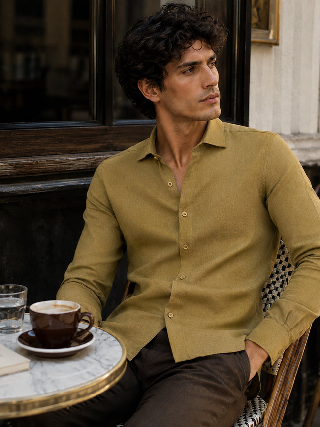 Men Olive Solid Shirt