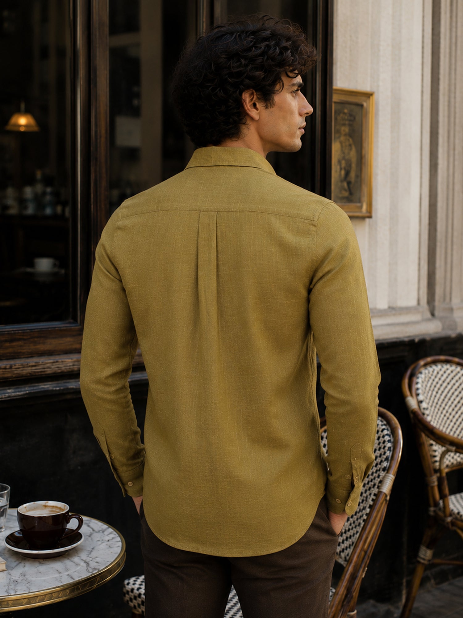 Men Olive Solid Shirt