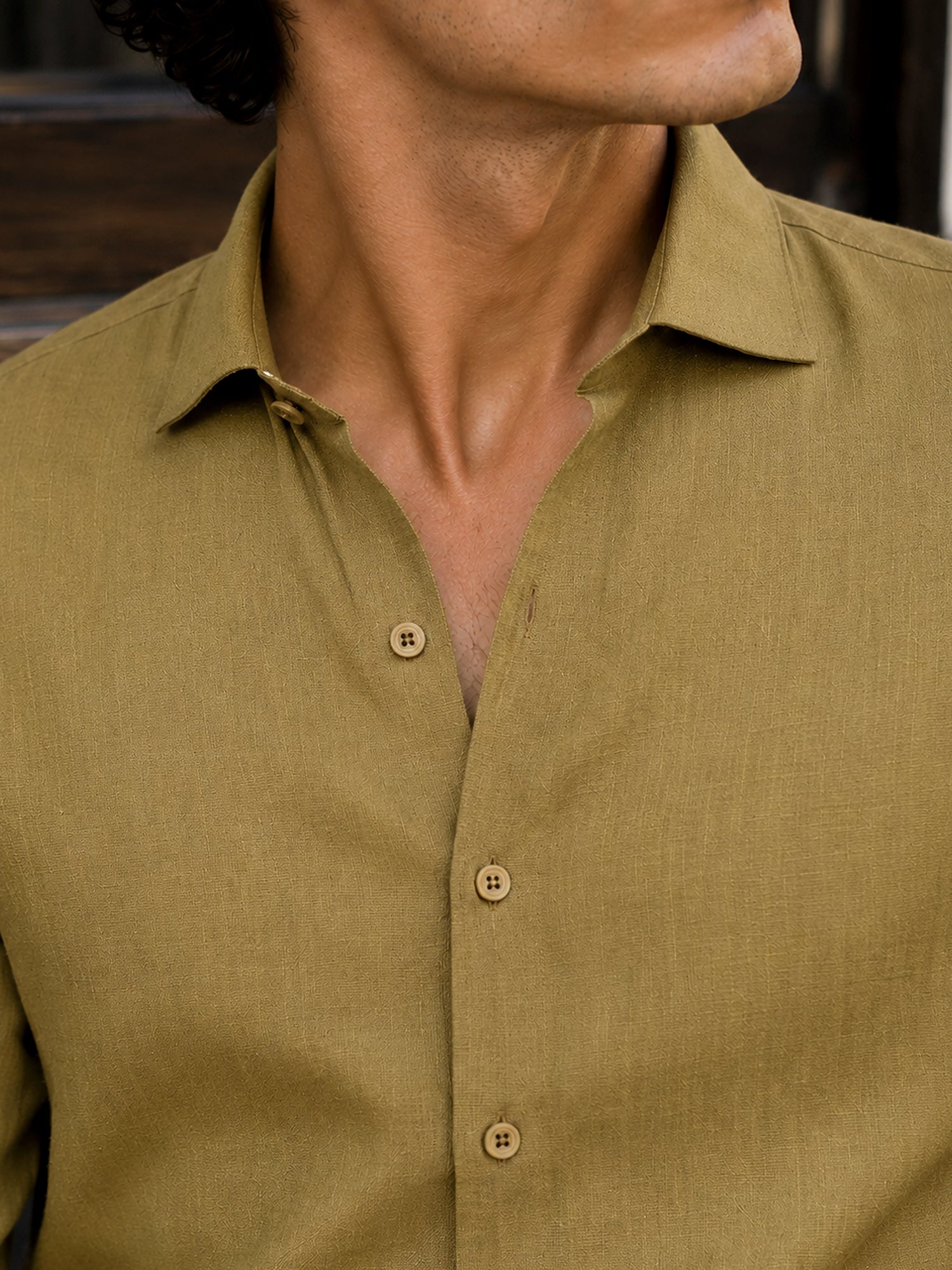 Men Olive Solid Shirt