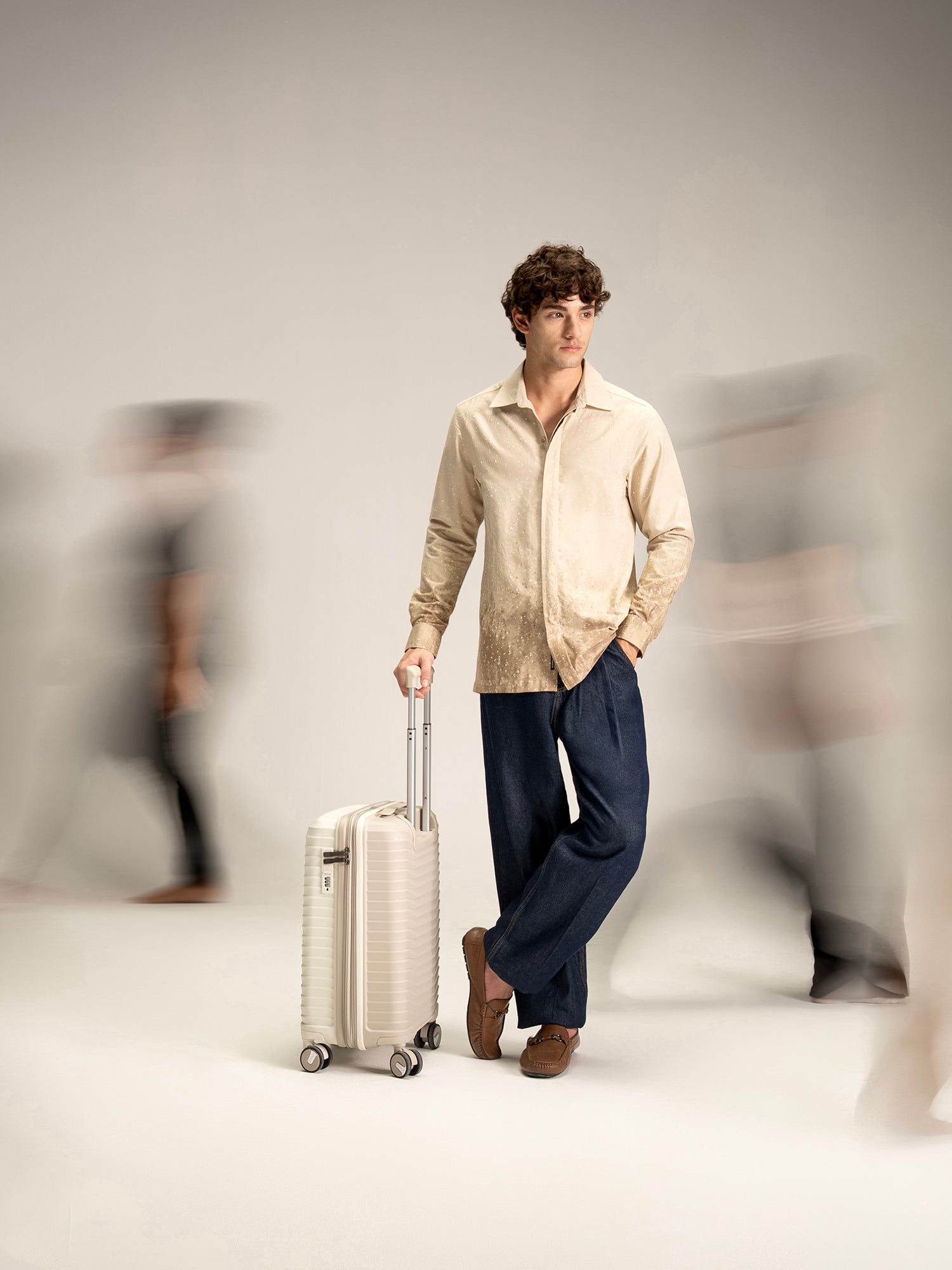 Men Beige Abstract Print Shirt