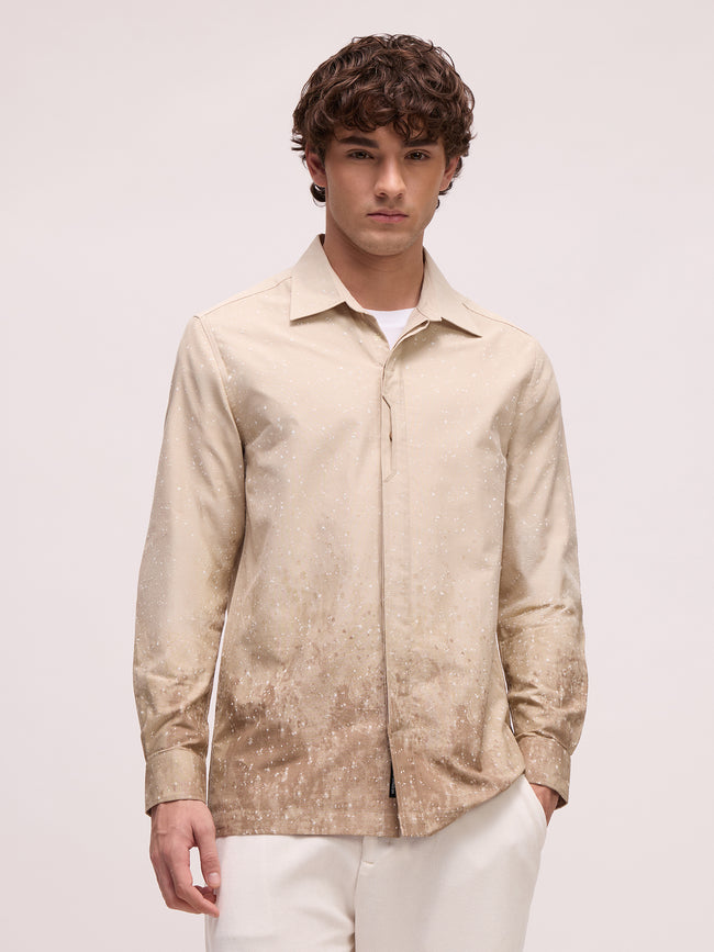 Men Beige Abstract Print Shirt