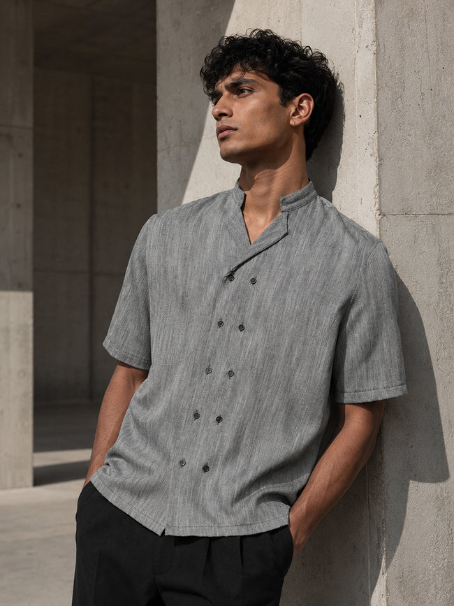 Men Grey Textured Shirt