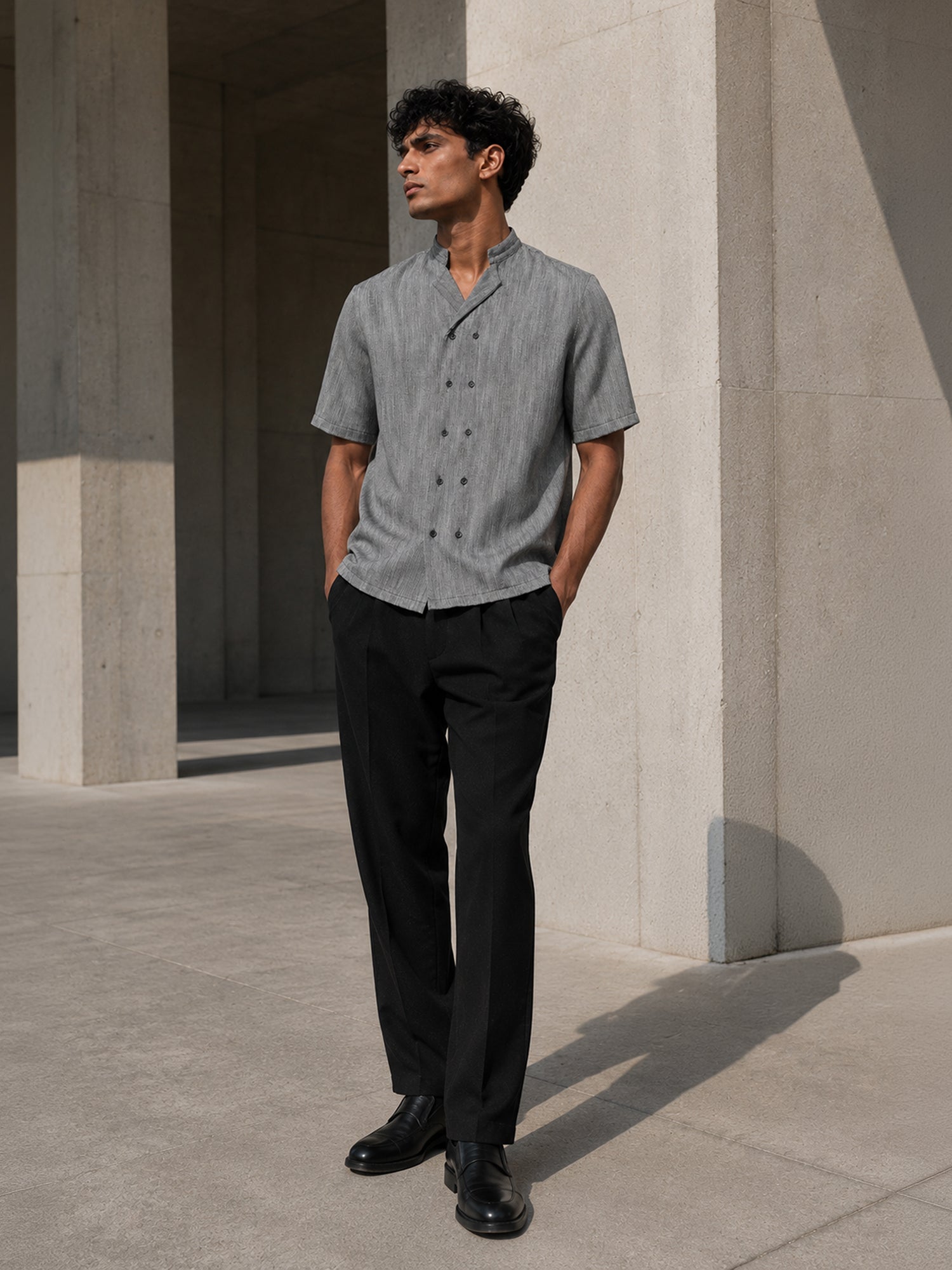 Men Grey Textured Shirt
