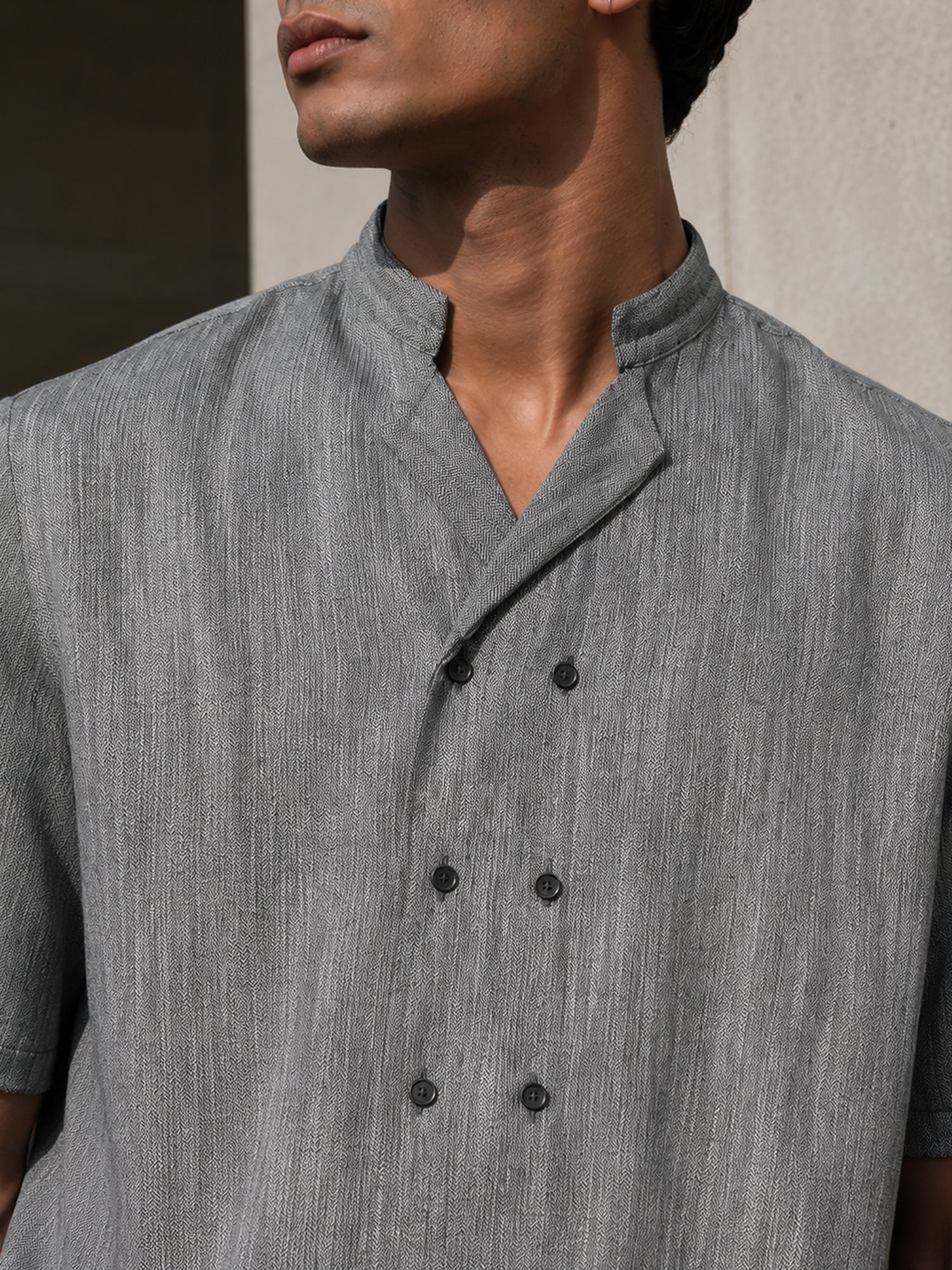 Men Grey Textured Shirt
