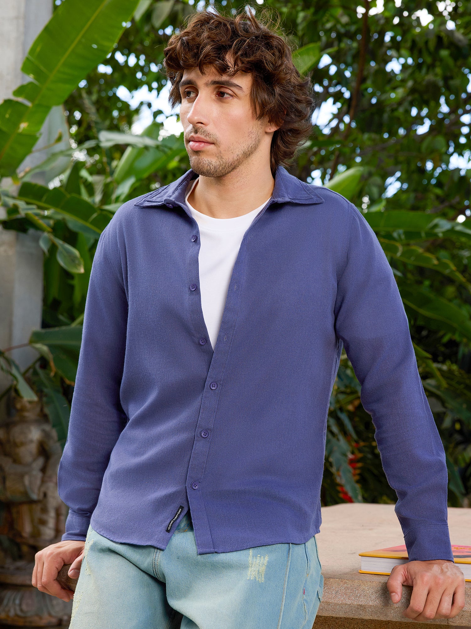 Men Blue Solid Shirt