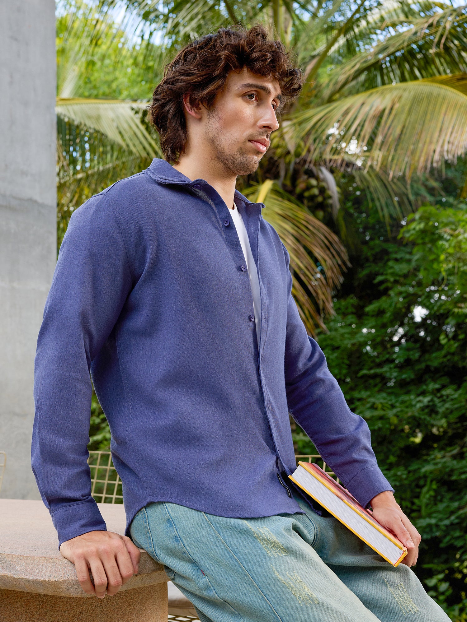 Men Blue Solid Shirt