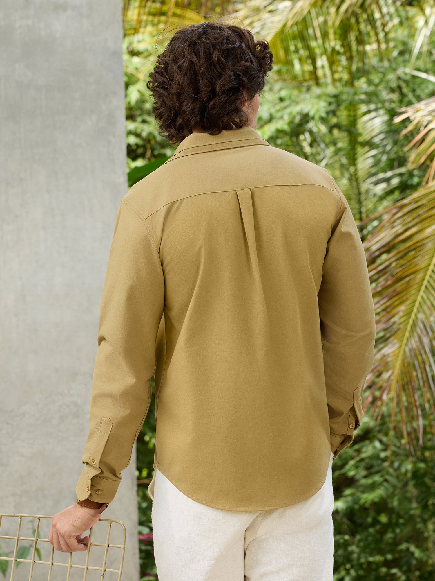 Men Beige Solid Shirt