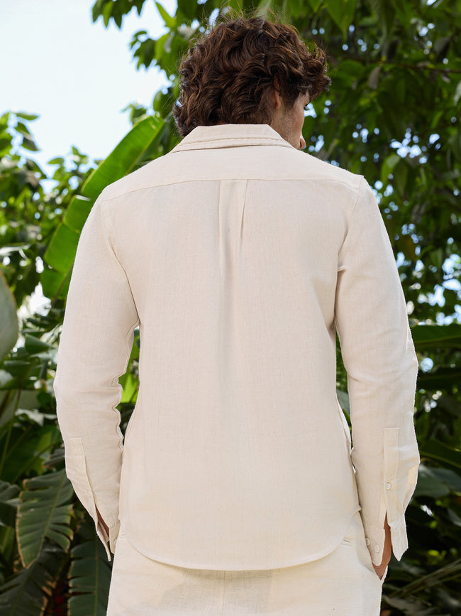 Men Off White Solid Shirt