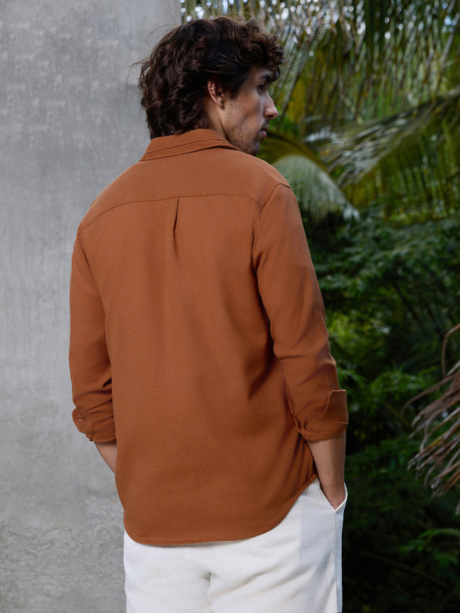 Men Brown Solid Shirt