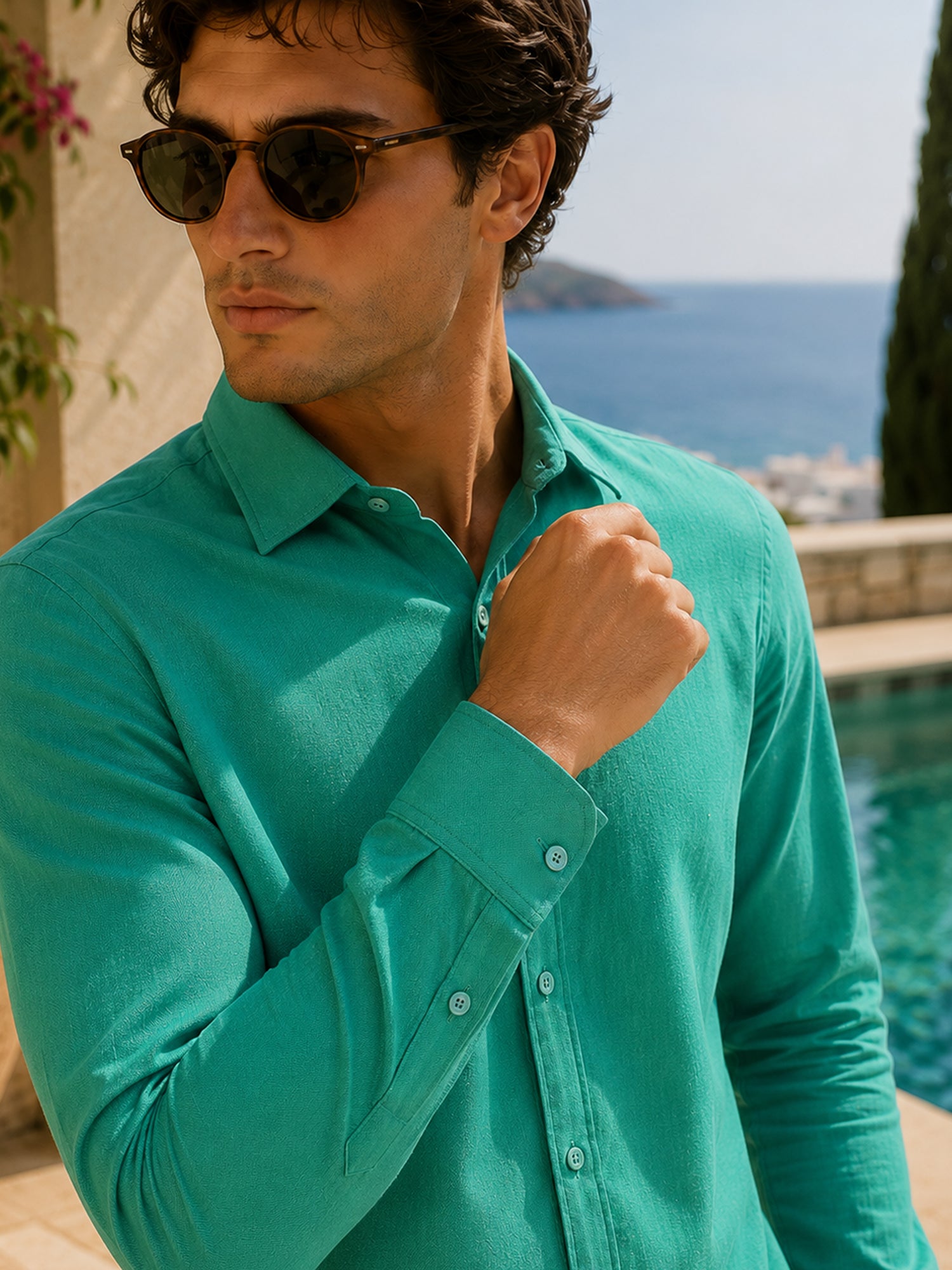 Men Green Solid Shirt