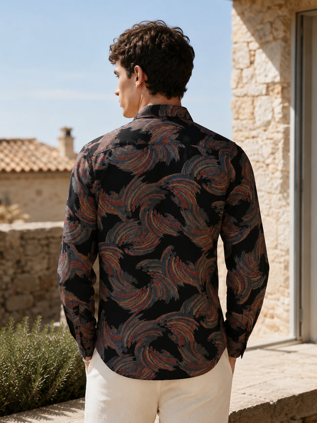 Men Black Abstract Print Shirt