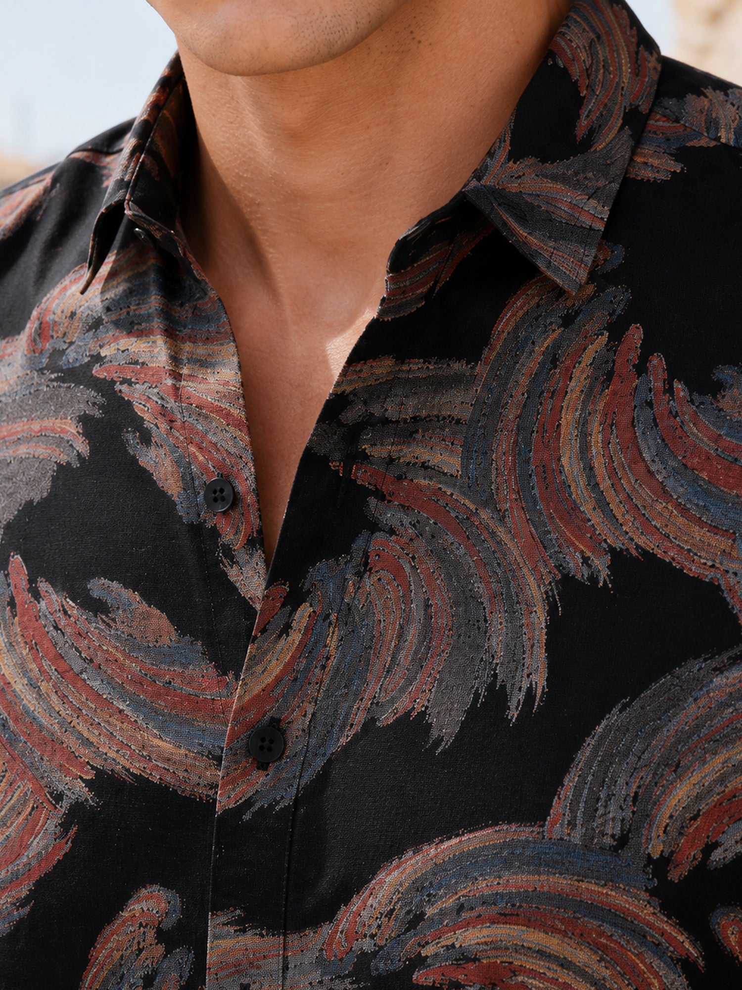 Men Black Abstract Print Shirt