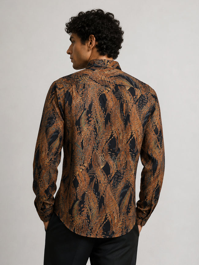 Men Black Abstract Print Shirt