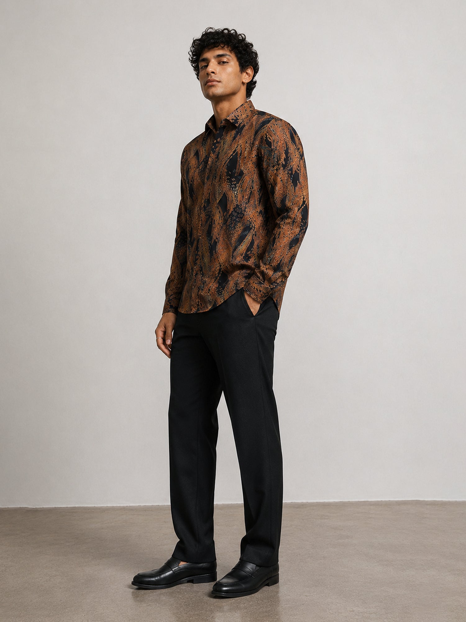 Men Black Abstract Print Shirt