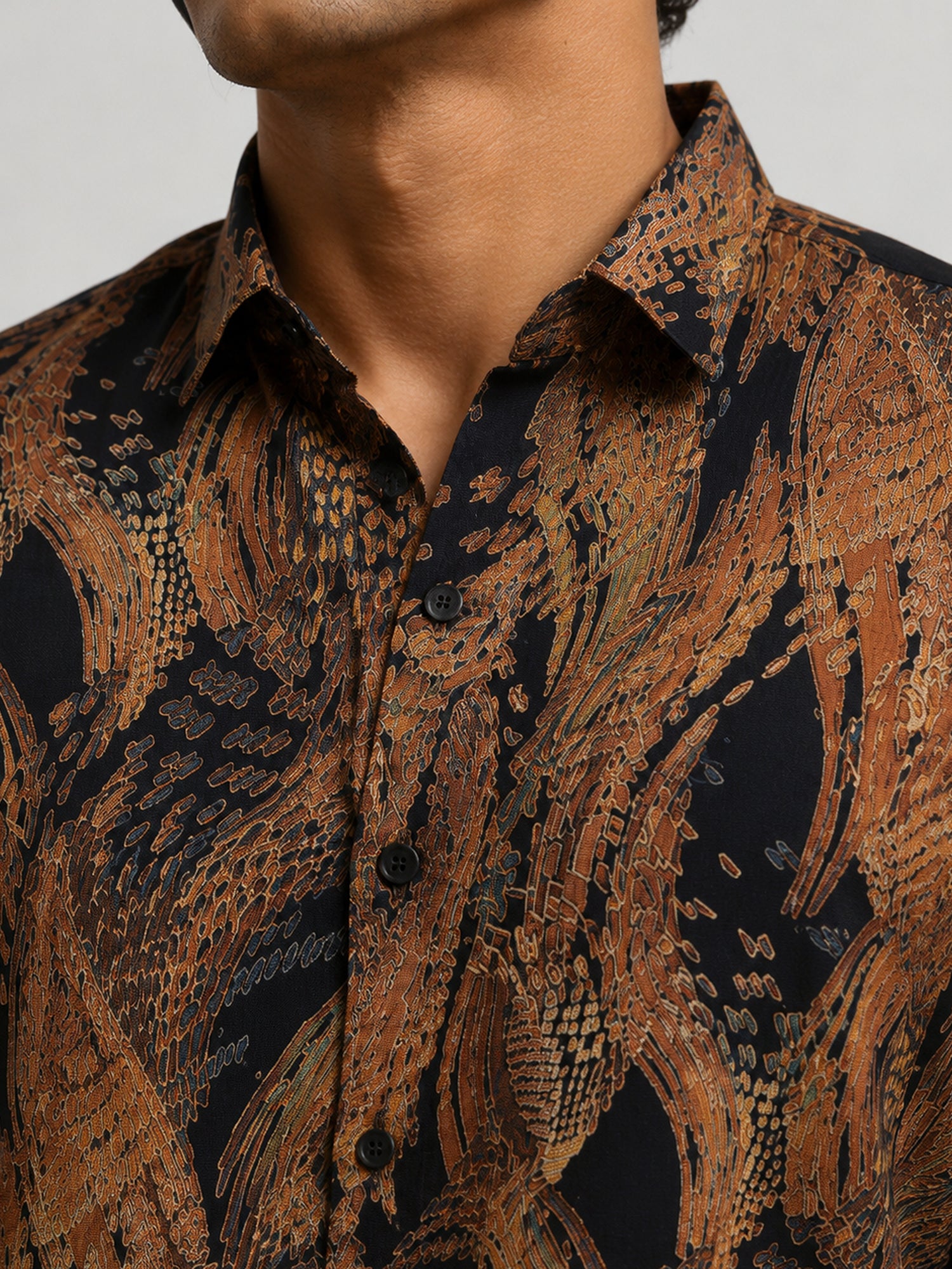 Men Black Abstract Print Shirt