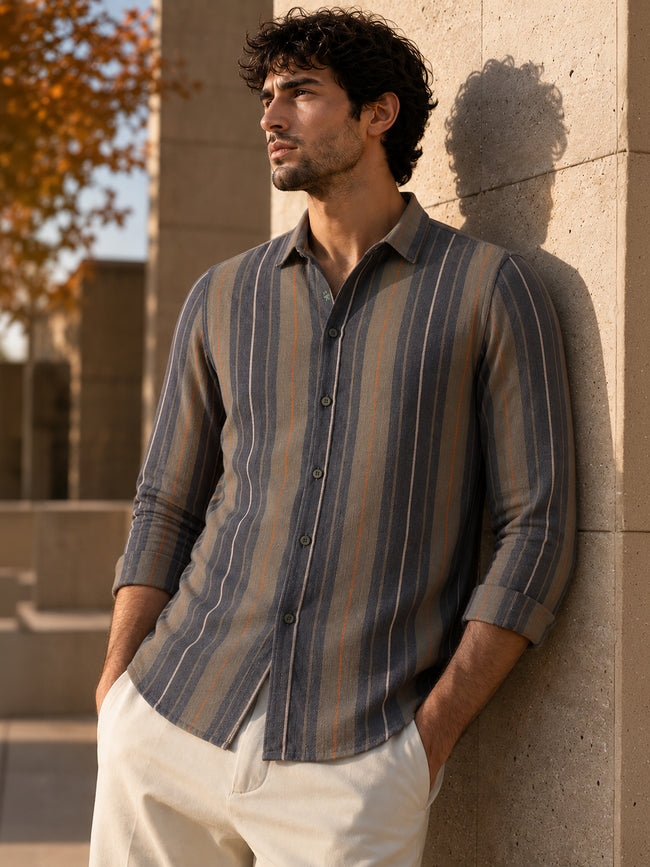 Men Multi Striped Cotton Regular Fit Shirt