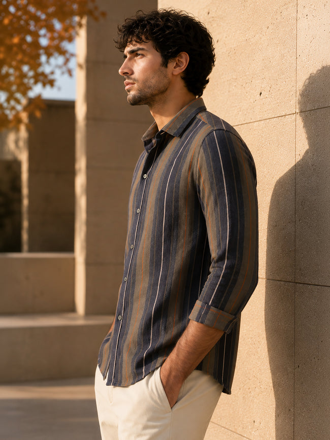 Men Multi Striped Cotton Regular Fit Shirt