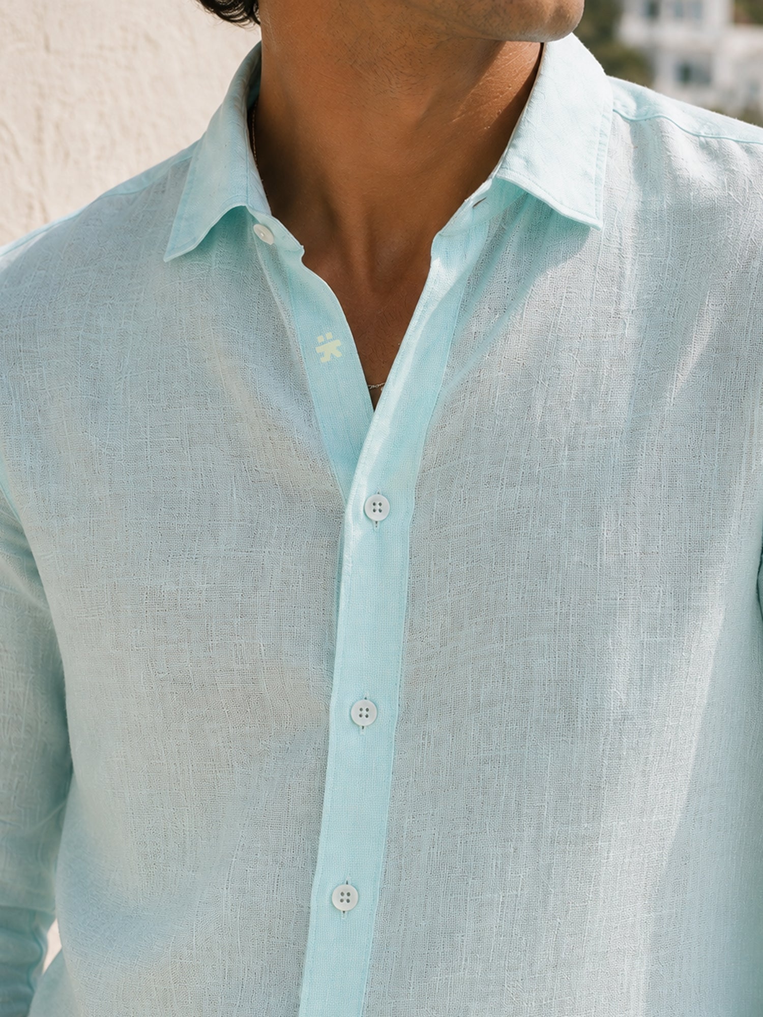 Men Blue Embroidered Regular Fit Shirt