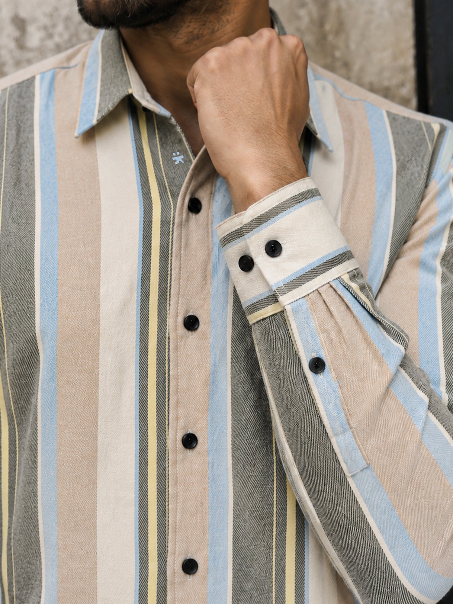 Men Beige Striped Oversized Fit Shirt